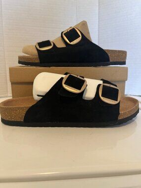 Birkenstock men’s suede leather sandals.